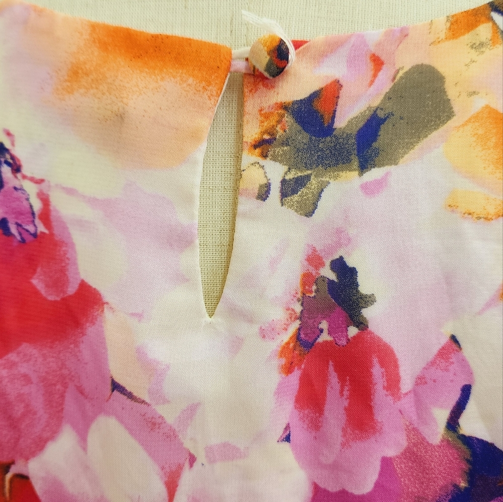 R&K V-Neck Flutter Sleeve Chiffon Shift Floral Dress-(12) NEW - Picture 6 of 8